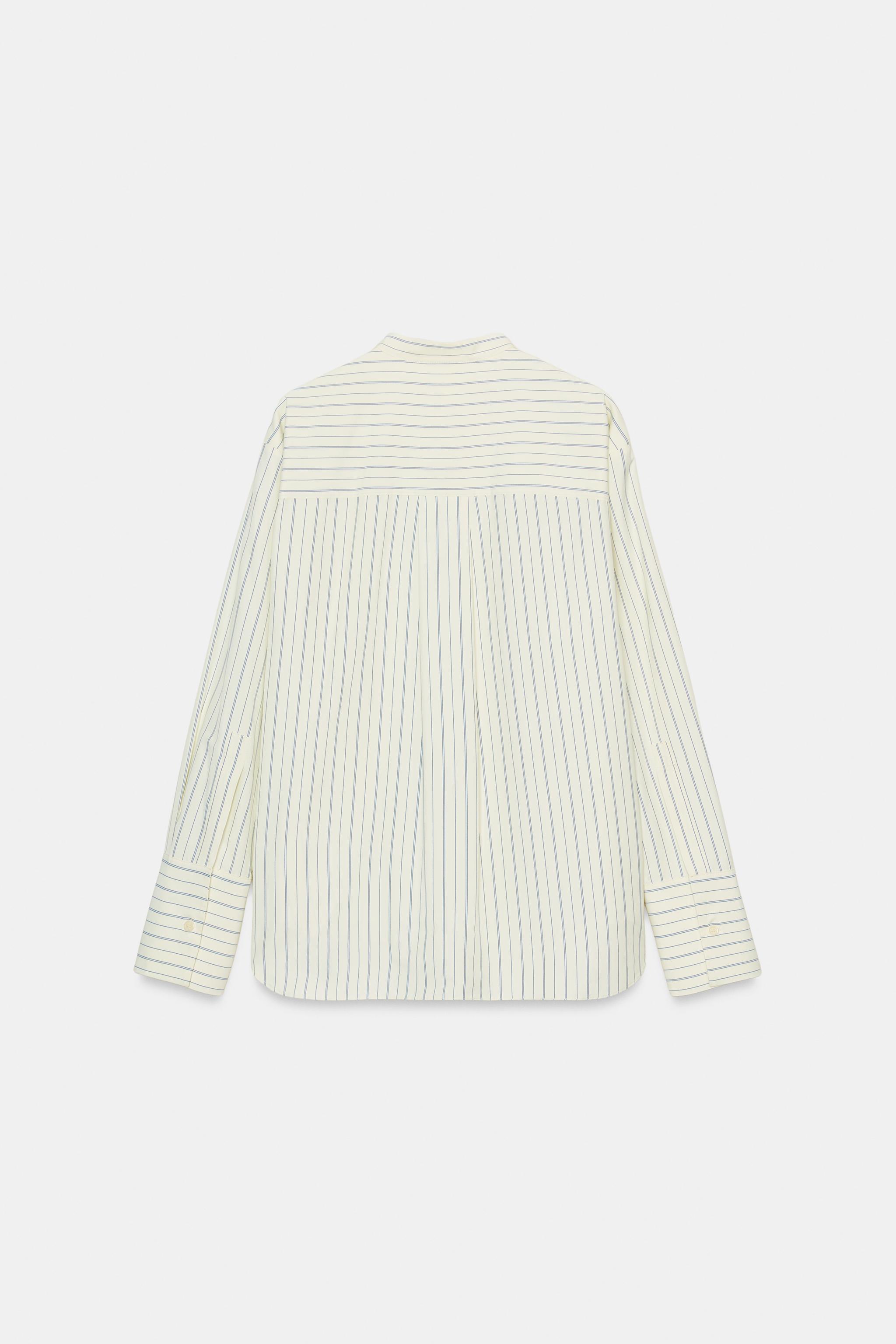 STRIPED MANDARIN COLLAR SHIRT ZW COLLECTION
